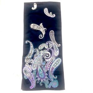 Charter Club 100% silk navy blue paisley print scarf
